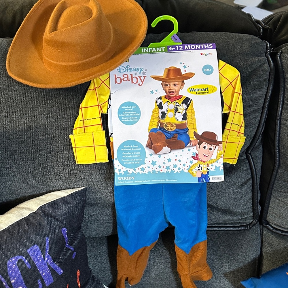 Disney Baby Woody Costume in Yellow and Blue, comes with Hat